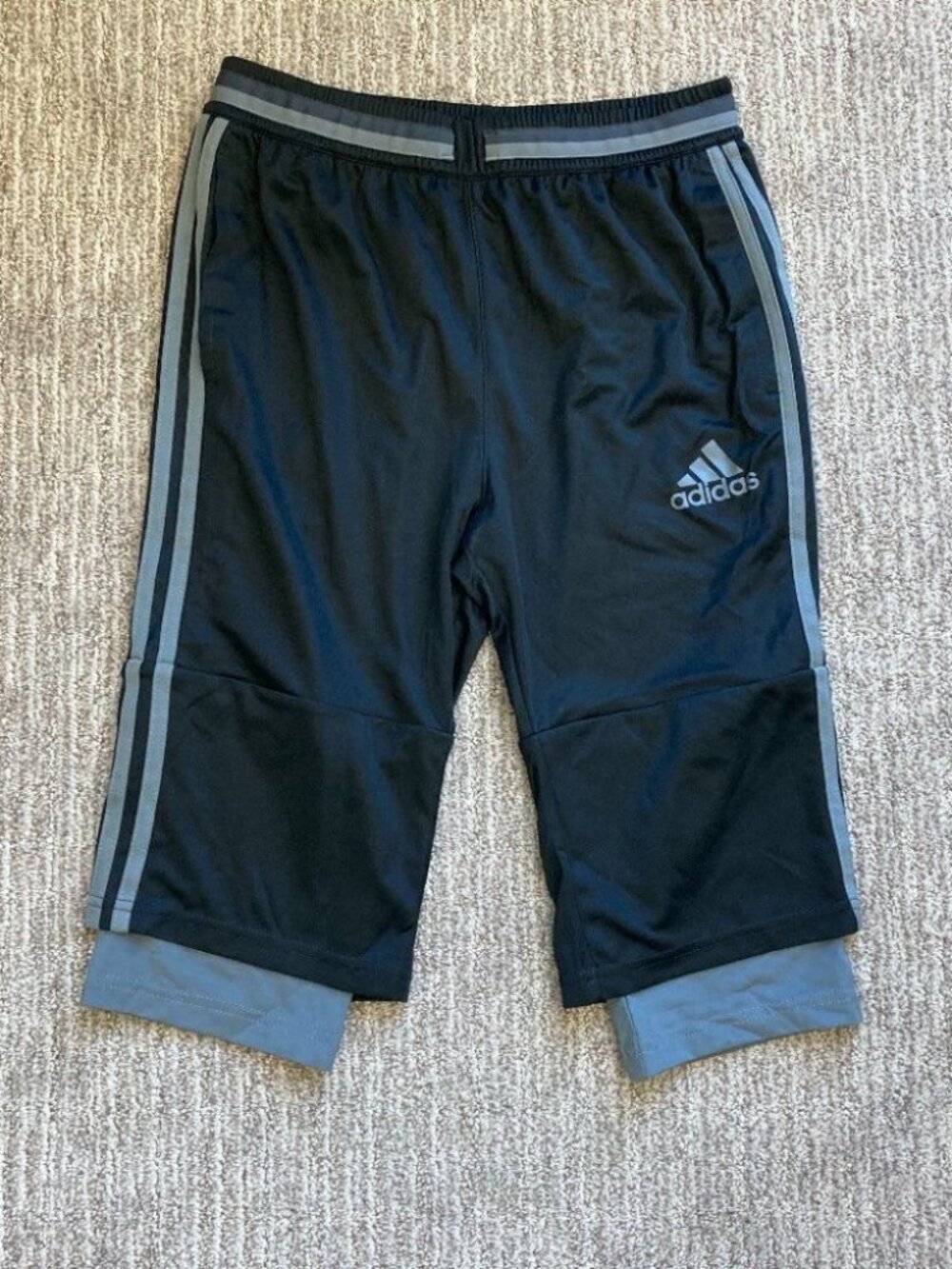 Boys Large Adidas Condivo 16 Soccer 3/4 training Pants Shorts Black Gray adizero